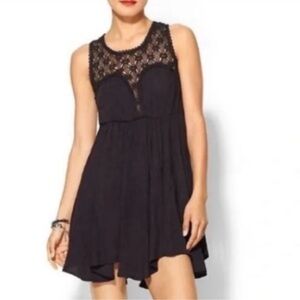 Free People Fiesta Dress Black Sheer Crochet Boho Witchy Whimsigoth Size Small